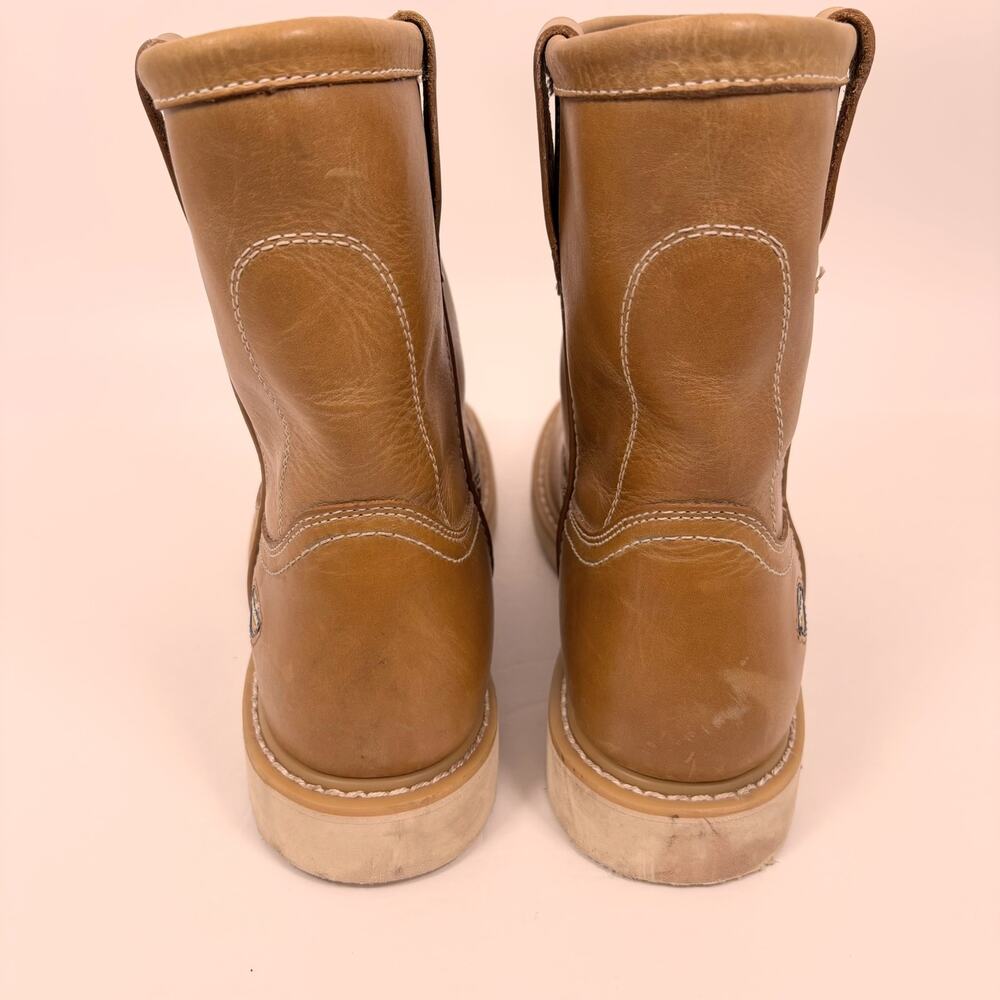 Dickies Work Boots Mens 9 Pull On Caml Brown Leather Carpenter Utility Barn Rare - Picture 5 of 13